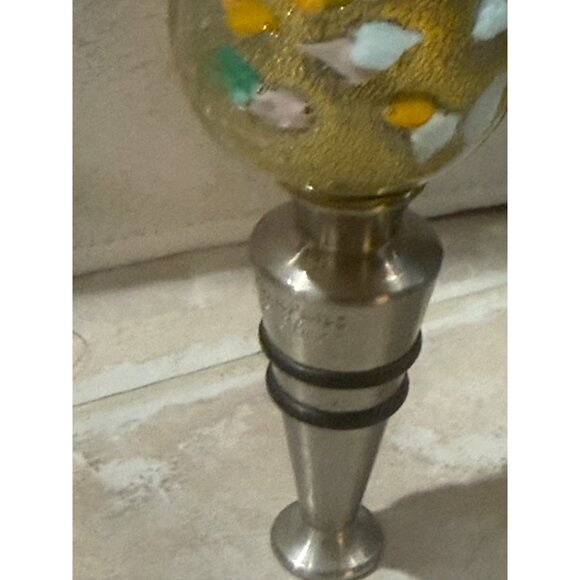 Murano Glass Handcrafted Art Glass & Stainless Steel Wine Bottle Stopper - Picture 6 of 8